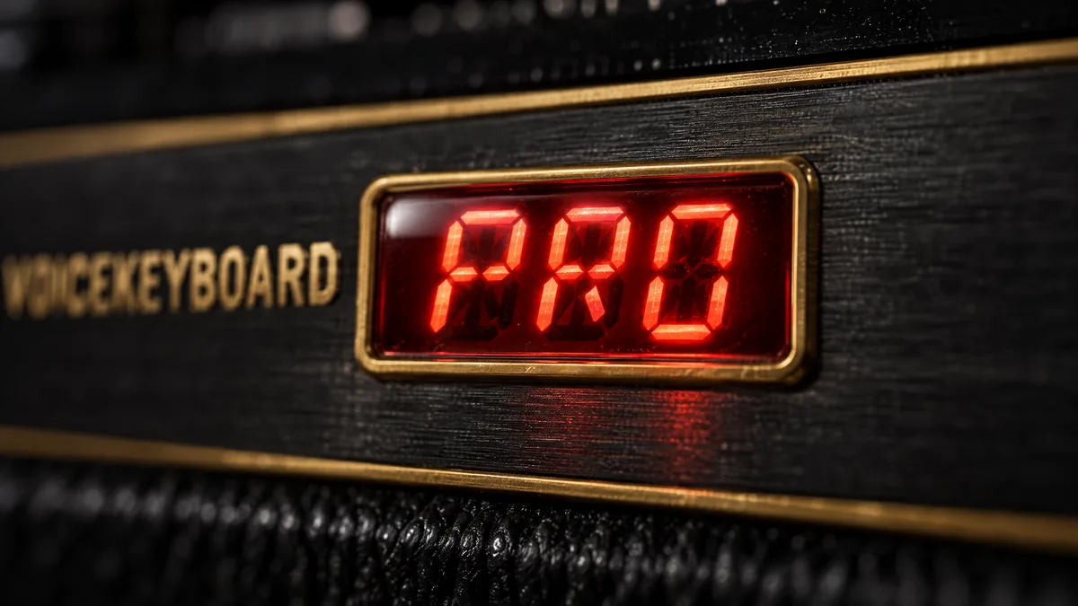 A red segment display reading PRO next to the VOICEKEYBOARD nameplate.
