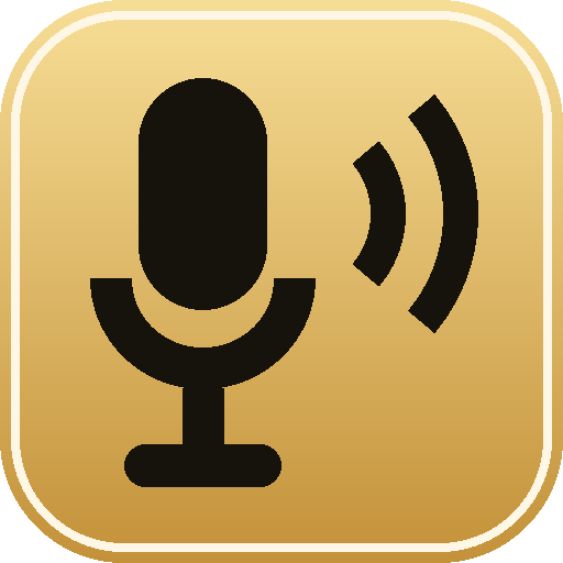 The VoiceKeyboard mark: a black microphone with sound waves on a gold rounded square.